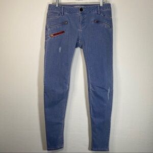 Etienne Marcel Light Wash Distressed Moto Skinny